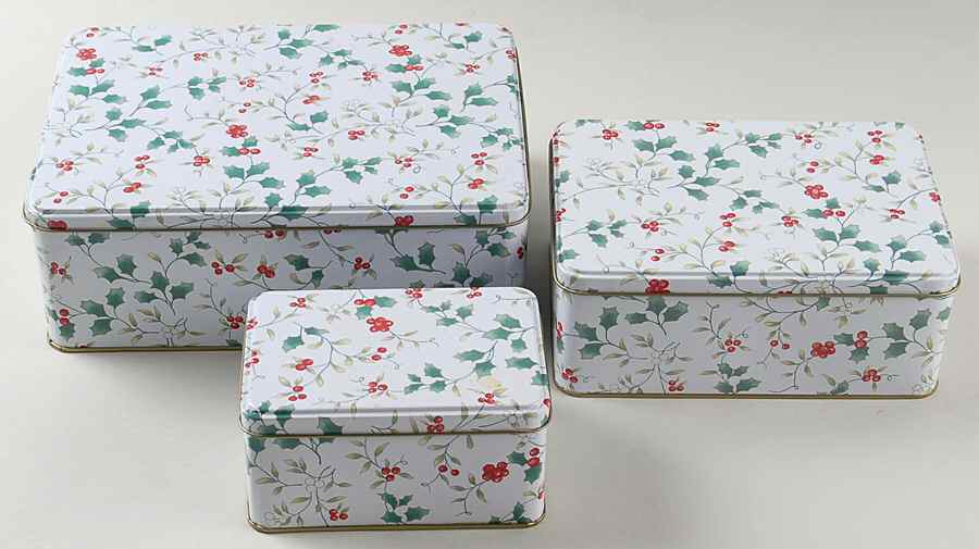 Winterberry Set of 3 Rectangular Storage Tins by Pfaltzgraff-1