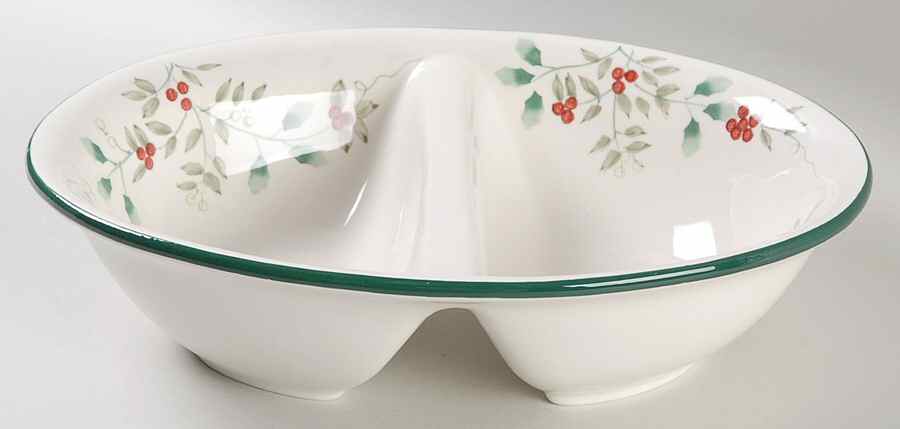 Winterberry 10" Oval Divided Vegetable Bowl by Pfaltzgraff-1