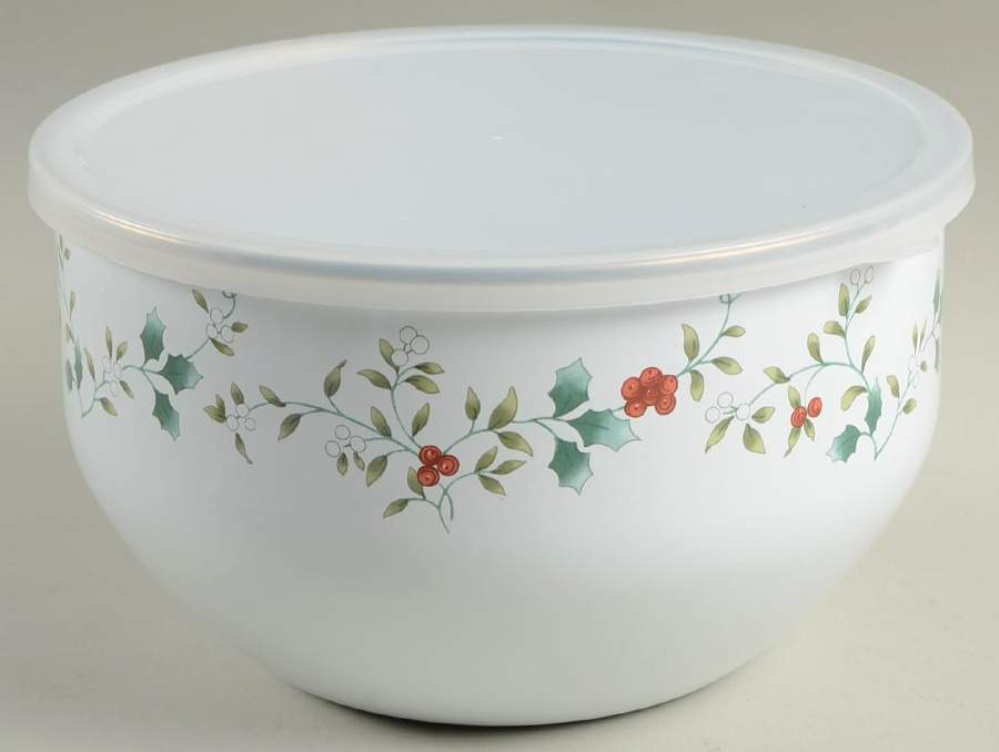 Winterberry 7 3/4" Metal Bowl W/Plastic Lid by Pfaltzgraff-1