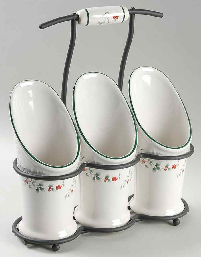 Winterberry Flatware Caddy-3 Holders & Metal Caddy by Pfaltzgraff-1