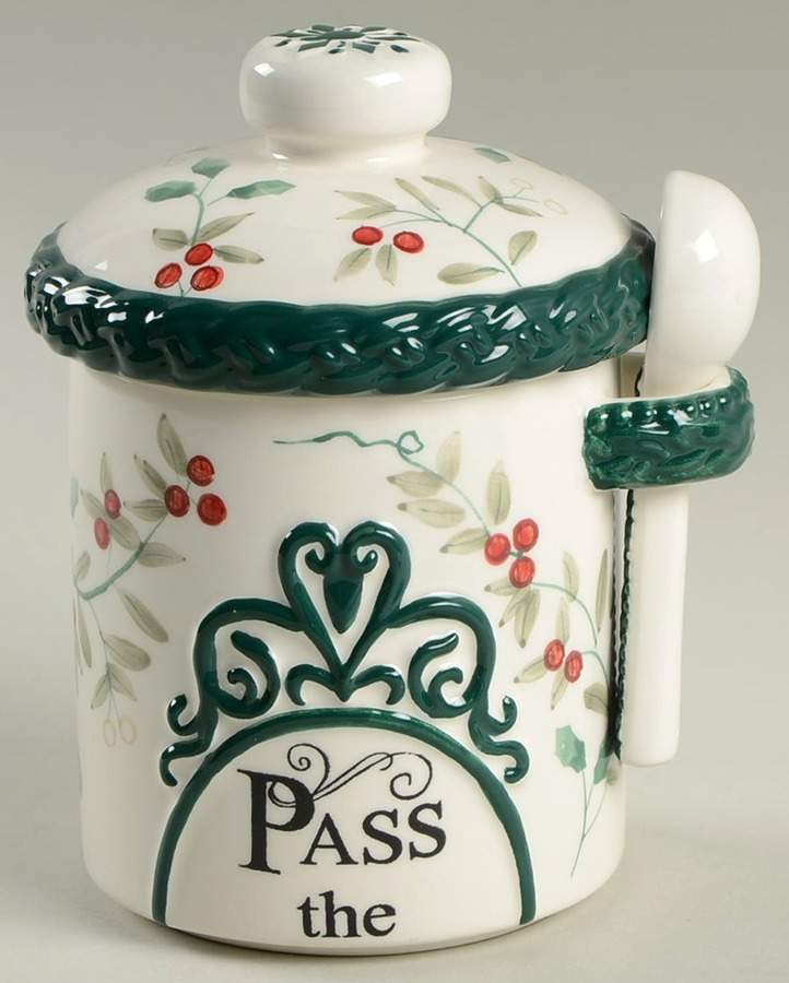 Winterberry Sculpted Sugar Bowl & Lid with Spoon by Pfaltzgraff-1
