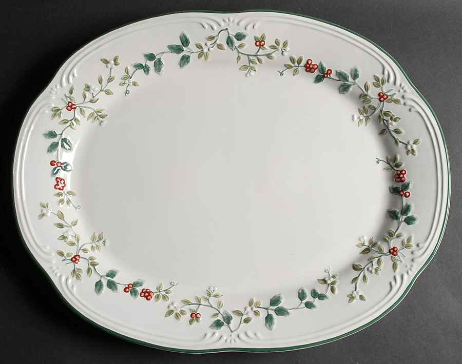 Winterberry 18" Sculpted Oval Serving Platter by Pfaltzgraff-1