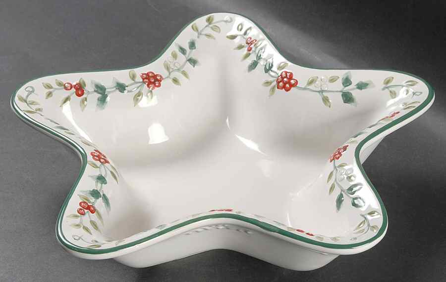 Winterberry Sculpted Handpainted Star Shaped Bowl by Pfaltzgraff-1