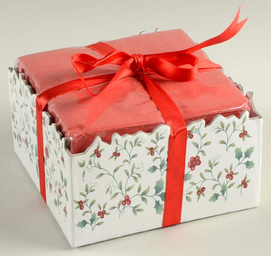 Winterberry Pack of Paper Beverage Napkins in Cardboard Holder by Pfaltzgraff-1