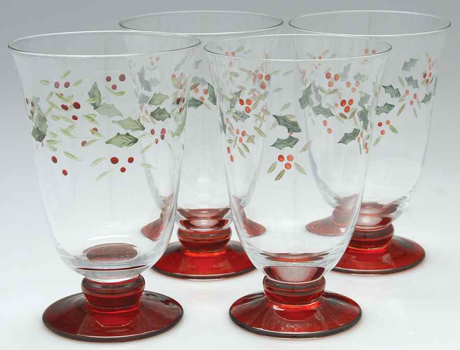 Winterberry 16 Oz Handpainted Glassware Goblet - Set of 4 by Pfaltzgraff-1