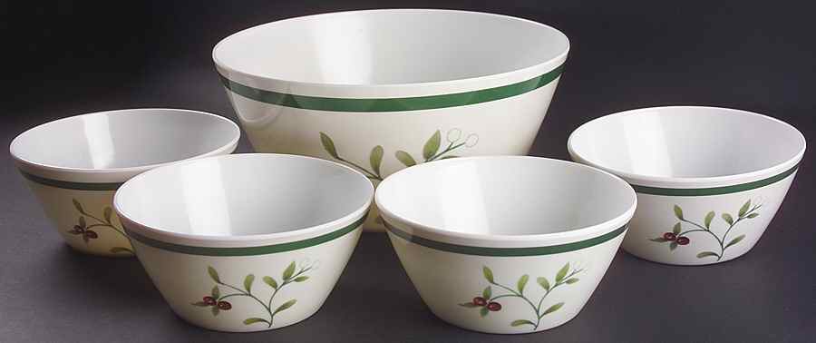 Winterberry Melamine 5pc Salad Set (4sabi6m + Sab10m) by Pfaltzgraff-1