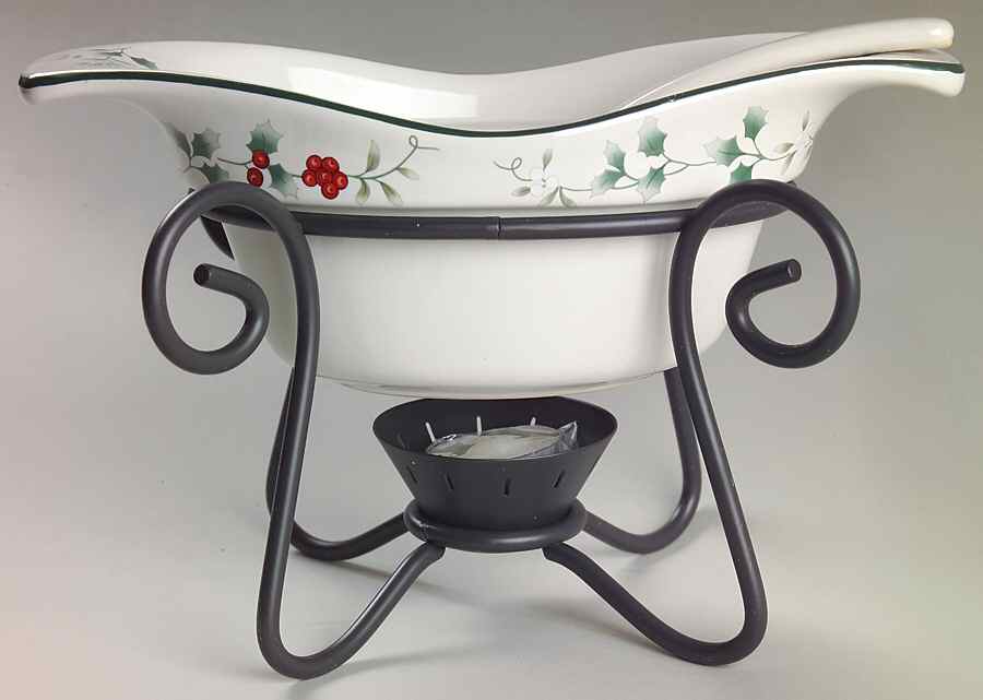 Winterberry Gravy Server & Ladle & Metal Stand by Pfaltzgraff-1