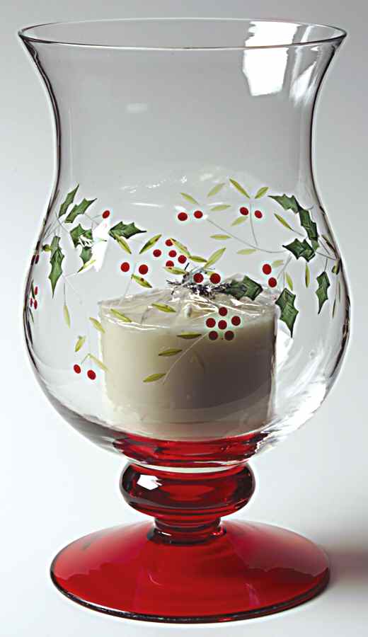 Winterberry Handpainted Glass Hurricane Lamp by Pfaltzgraff-1