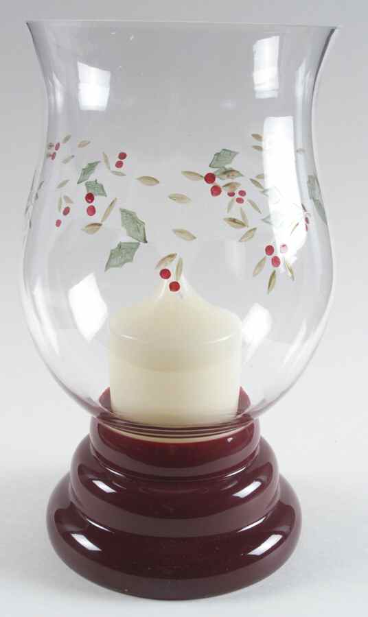 Winterberry Glassware Hurricane Handpainted 1 Piece Wcandle by Pfaltzgraff-1