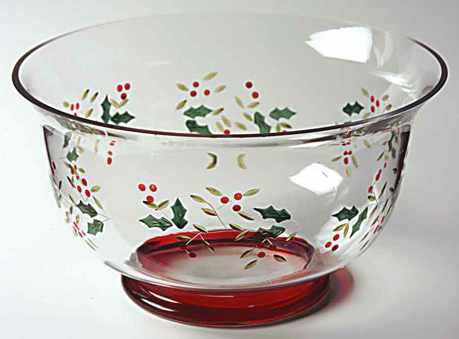 Winterberry Hand Painted Glass Salad Bowl by Pfaltzgraff-1
