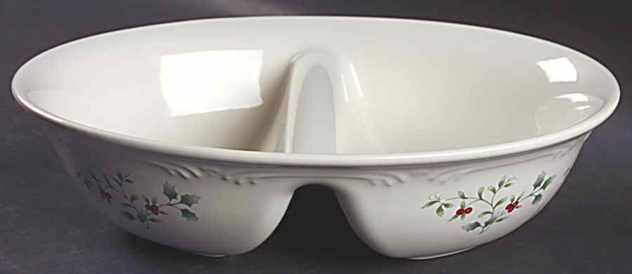 Winterberry 10" Oval Divided Vegetable Bowl by Pfaltzgraff-1