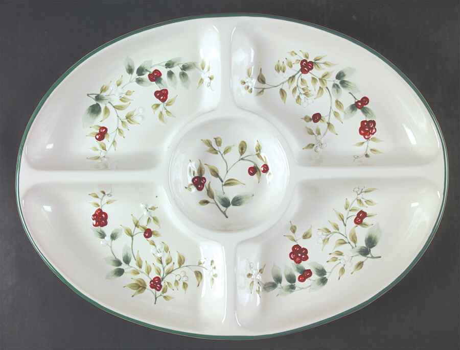 Winterberry 5 Part Oval Divided Server by Pfaltzgraff-1