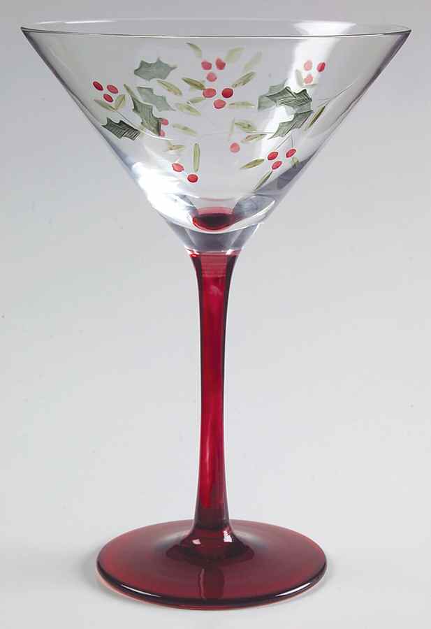 Winterberry 8 Oz Handpainted Glassware Martini by Pfaltzgraff-1
