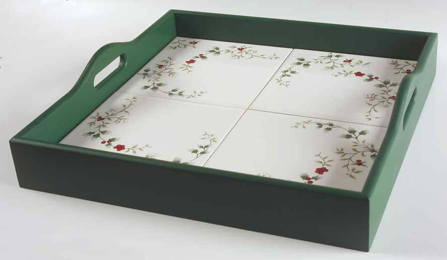 Winterberry Wood Tote Tray with 4 Inserts by Pfaltzgraff-1