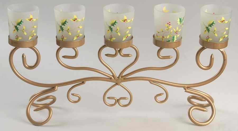 Winterberry Metal Candleholder with 5 Glass Votives by Pfaltzgraff-1