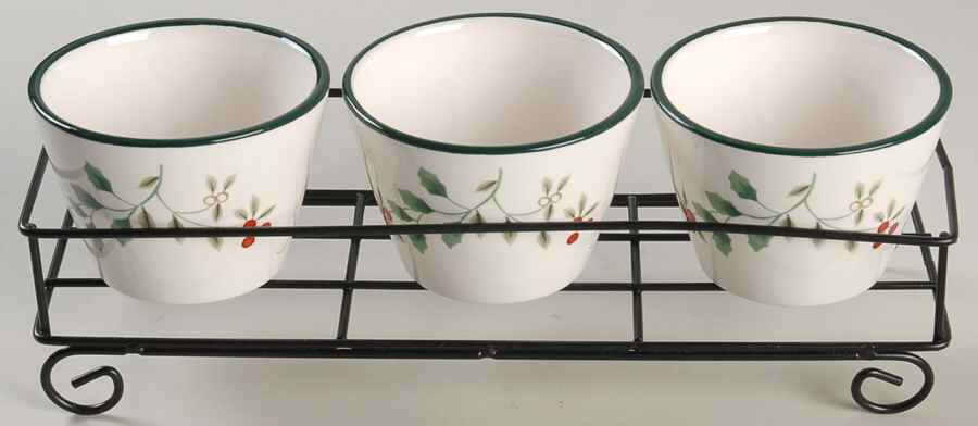 Winterberry 3 Dip Bowls with Wire Rack by Pfaltzgraff-1