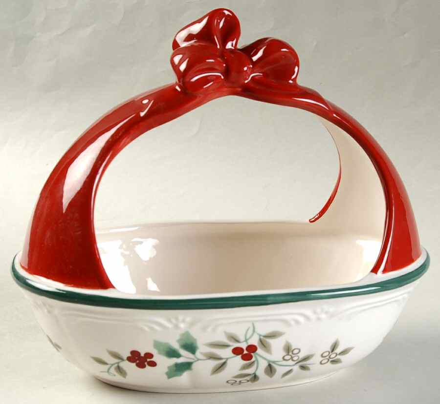 Winterberry Ribbon Handle Candy Bowl by Pfaltzgraff-1