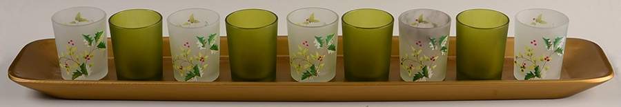 Winterberry (10 Pc) Glass Votive & Plastic Tray Set by Pfaltzgraff-1