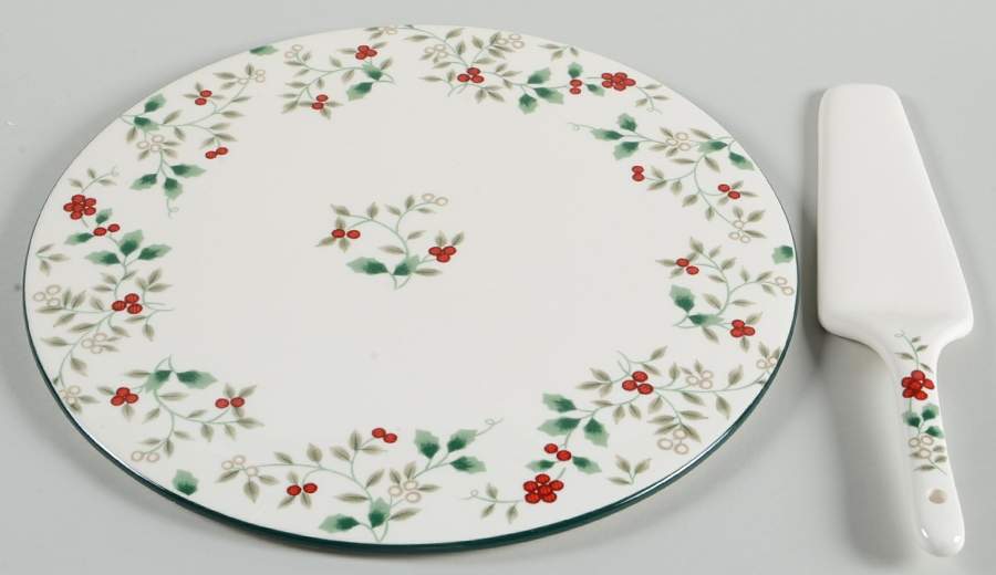 Winterberry Cake Plate & Solid Ceramic Server Set (Boxed) by Pfaltzgraff-1