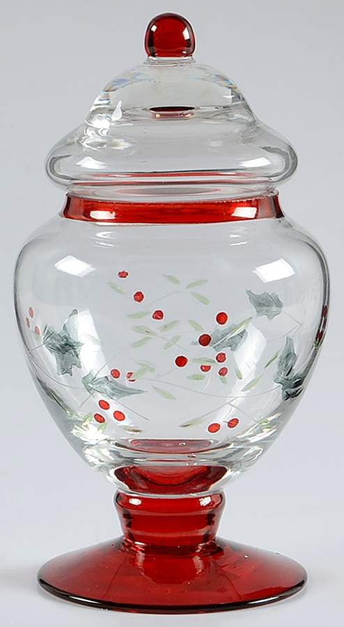 Winterberry 6" Glass Apothecary Jar & Lid by Pfaltzgraff-1