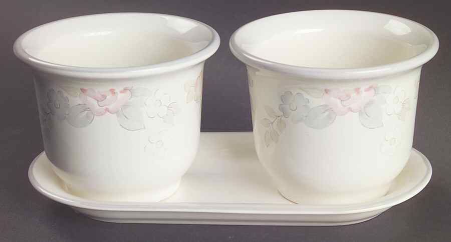 Wyndham Herb Pots with Tray (2 Pots and 1 Tray) by Pfaltzgraff-1
