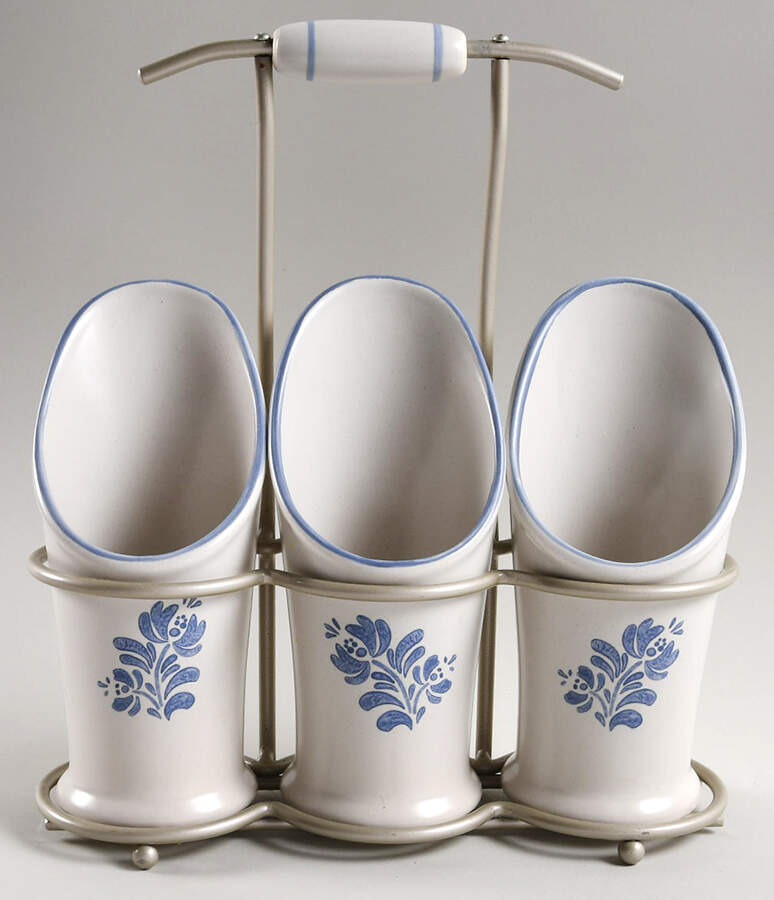 Yorktowne Flatware Caddy-3 Holders & Metal Caddy by Pfaltzgraff-1