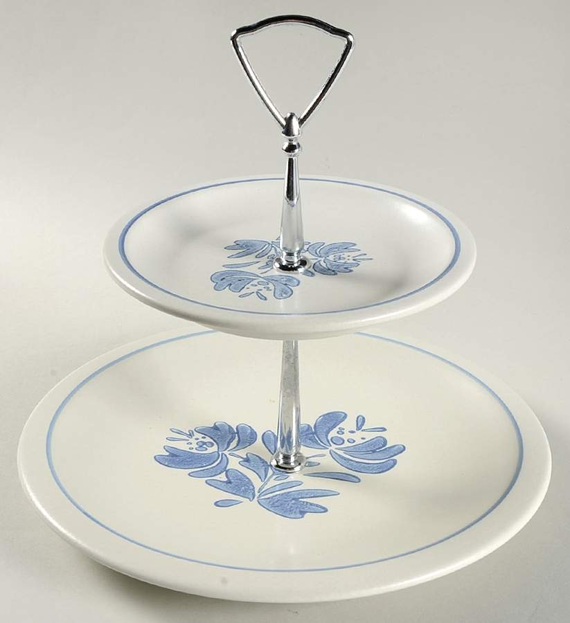 Yorktowne 2 Tiered Serving Tray (Dinner & Salad Plate) by Pfaltzgraff-1