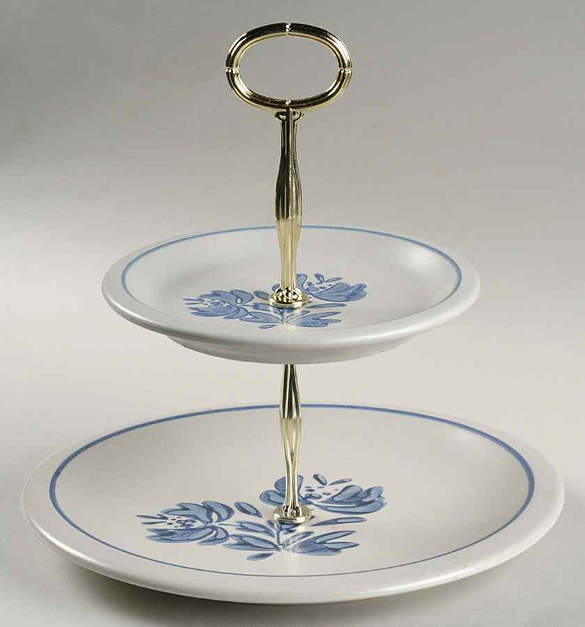 Yorktowne 2 Tiered Serving Tray (Dinner & Salad Plate) by Pfaltzgraff-1