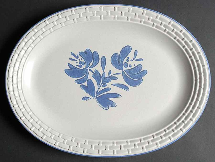 Yorktowne 14" Oval Basketweave Serving Platter by Pfaltzgraff-1