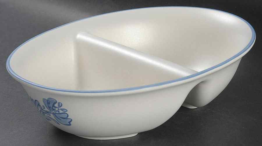 Yorktowne 10" Oval Divided Vegetable Bowl by Pfaltzgraff-1
