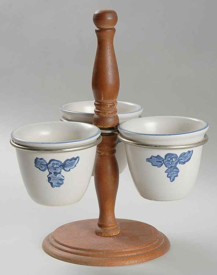 Yorktowne 3 Jam/Relish Servers & Metal/Wood Stand by Pfaltzgraff-1