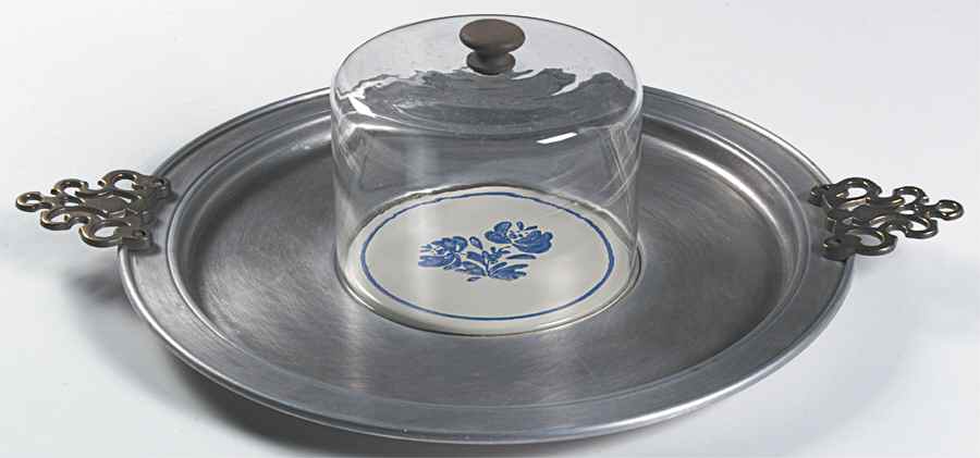 Yorktowne Metal Cheese/Cracker with Glass Dome by Pfaltzgraff-1