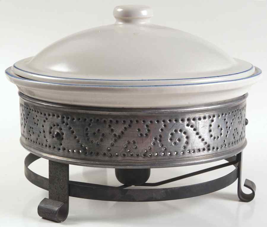 Yorktowne China Casserole with Lid and Metal Stand by Pfaltzgraff-1