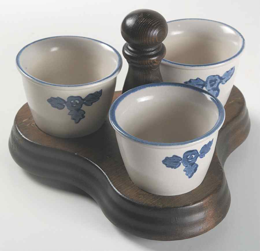 Yorktowne 3-Piece Condiment Set with Wood Stand by Pfaltzgraff-1