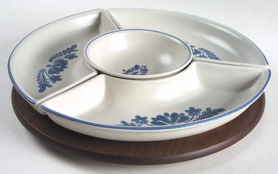 Yorktowne (5 Pc) Lazy Susan (3 Sides, 1 Center & Wood Base) by Pfaltzgraff-1