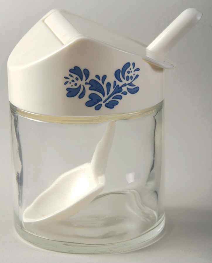 Yorktowne Glass Sugar Bowl w/Plastic Lid & Spoon by Pfaltzgraff-1