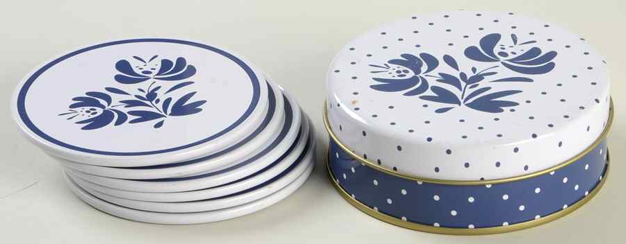 Yorktowne Round Metal Cork Back Coaster - Set of 6 Boxed by Pfaltzgraff-1