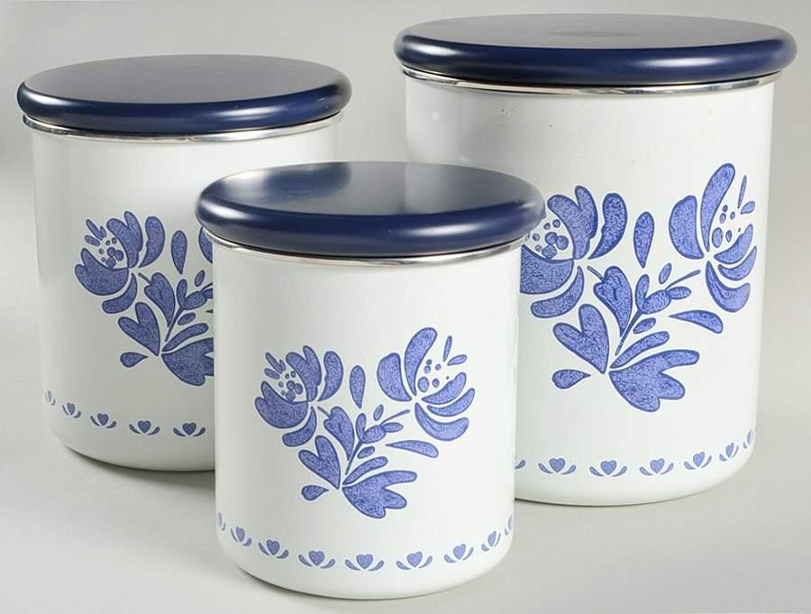 Yorktowne (3 Piece) Metal Storage Jar Set & Wood Lids by Pfaltzgraff-1