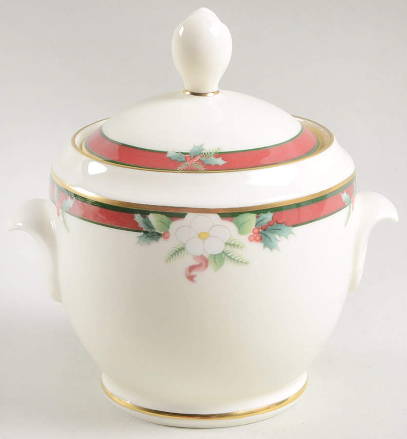 Yuletide (Bone) Sugar Bowl & Lid by Pfaltzgraff-1