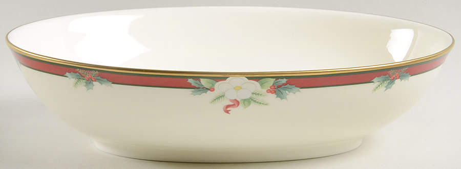 Yuletide (Bone) 10" Oval Vegetable Bowl by Pfaltzgraff-1