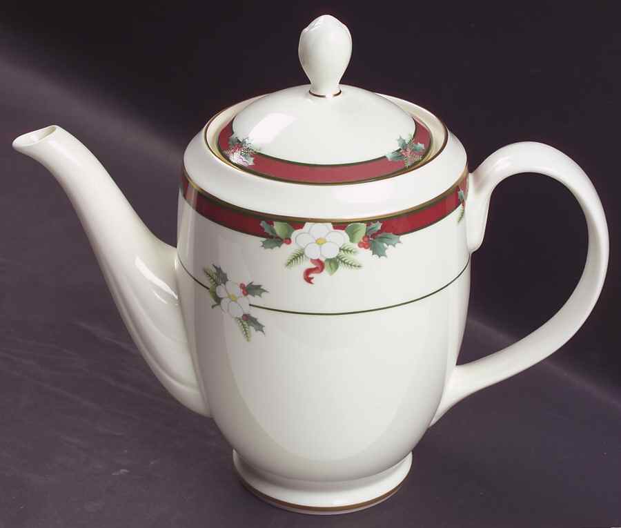 Yuletide (Bone) Coffee Pot & Lid by Pfaltzgraff-1