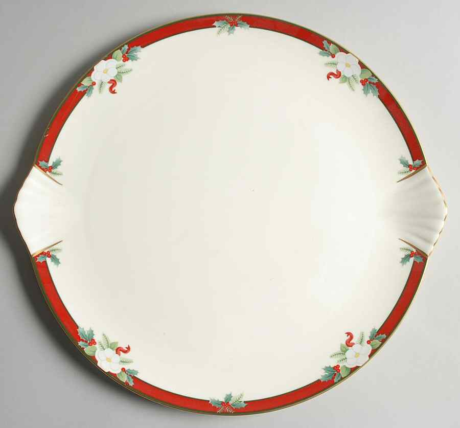 Yuletide (Bone) Handled Cake Plate by Pfaltzgraff-1