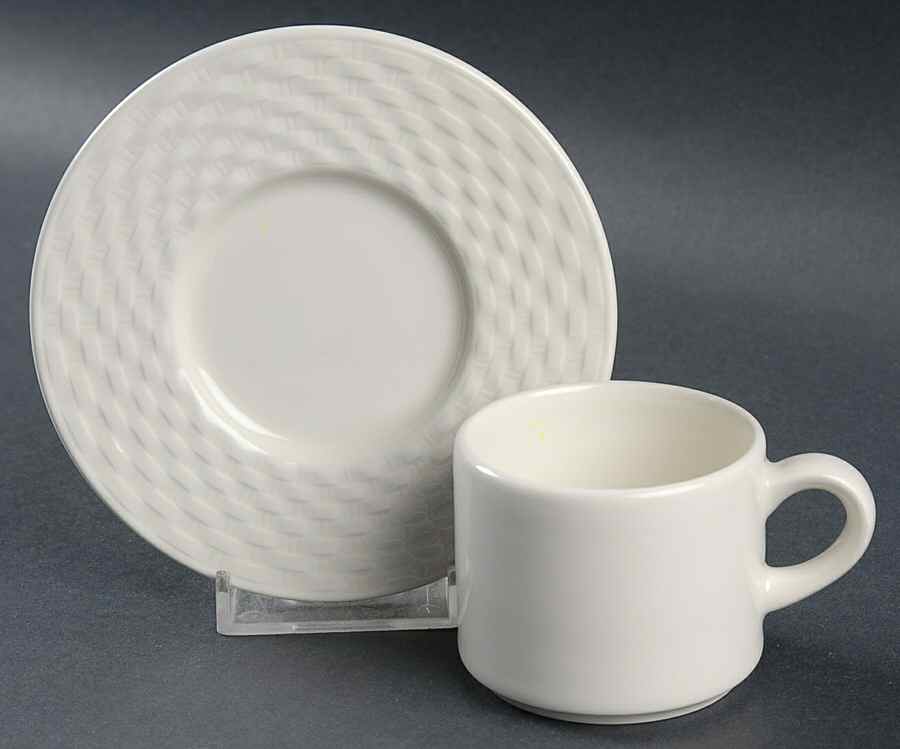 President White Flat Demitasse Cup & Saucer Set by Pagnossin-1