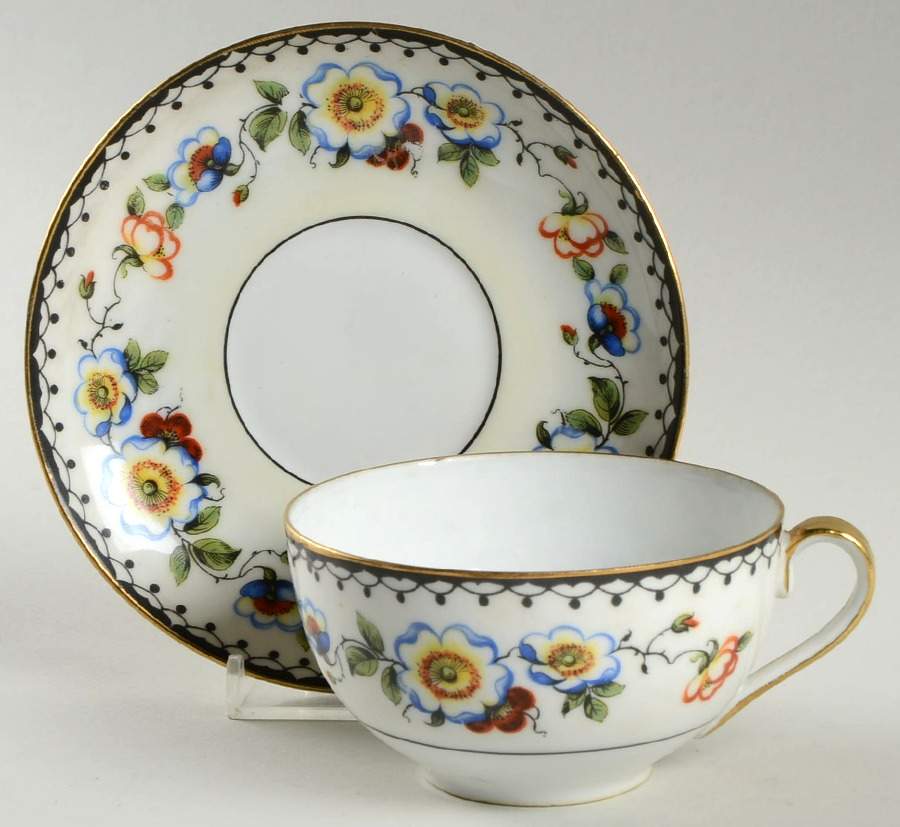PHE6 Footed Cup & Saucer Set by Phoenix (Czech)-1