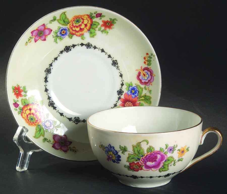 PHE8 Flat Cup & Saucer Set by Phoenix (Czech)-1