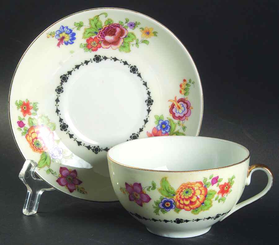 PHE8 Flat Cup & Saucer Set by Phoenix (Czech)-1