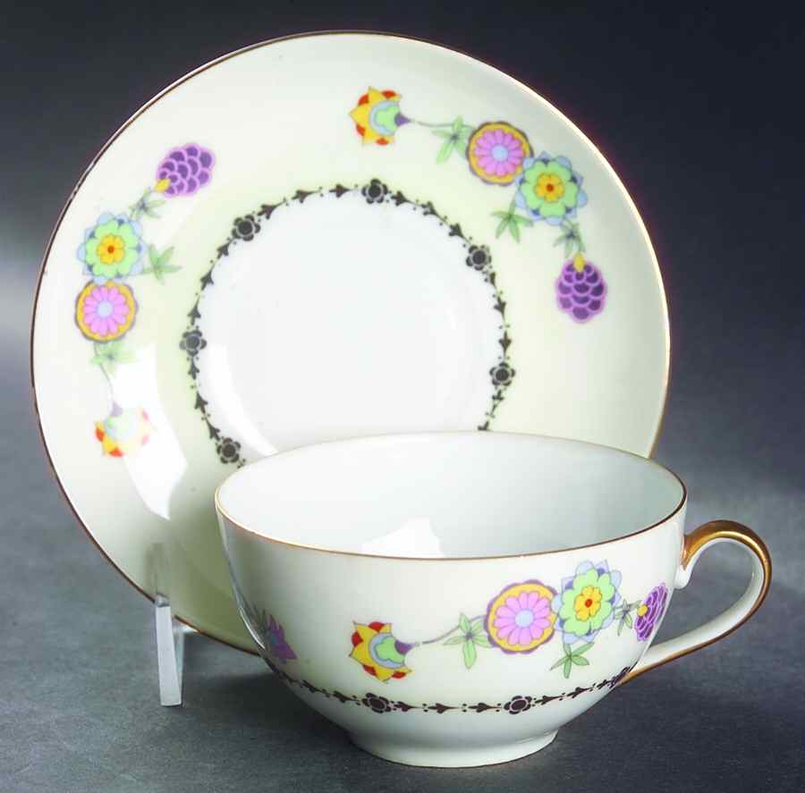 PHE8 Flat Cup & Saucer Set by Phoenix (Czech)-1