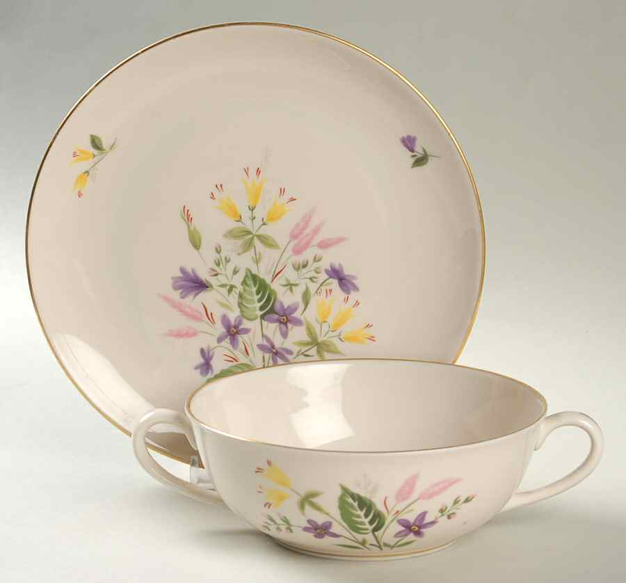 April Flat Cream Soup Bowl & Saucer Set by Pickard-1