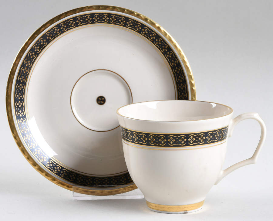 Black Sapphire Flat Cup & Saucer Set by Pickard-1