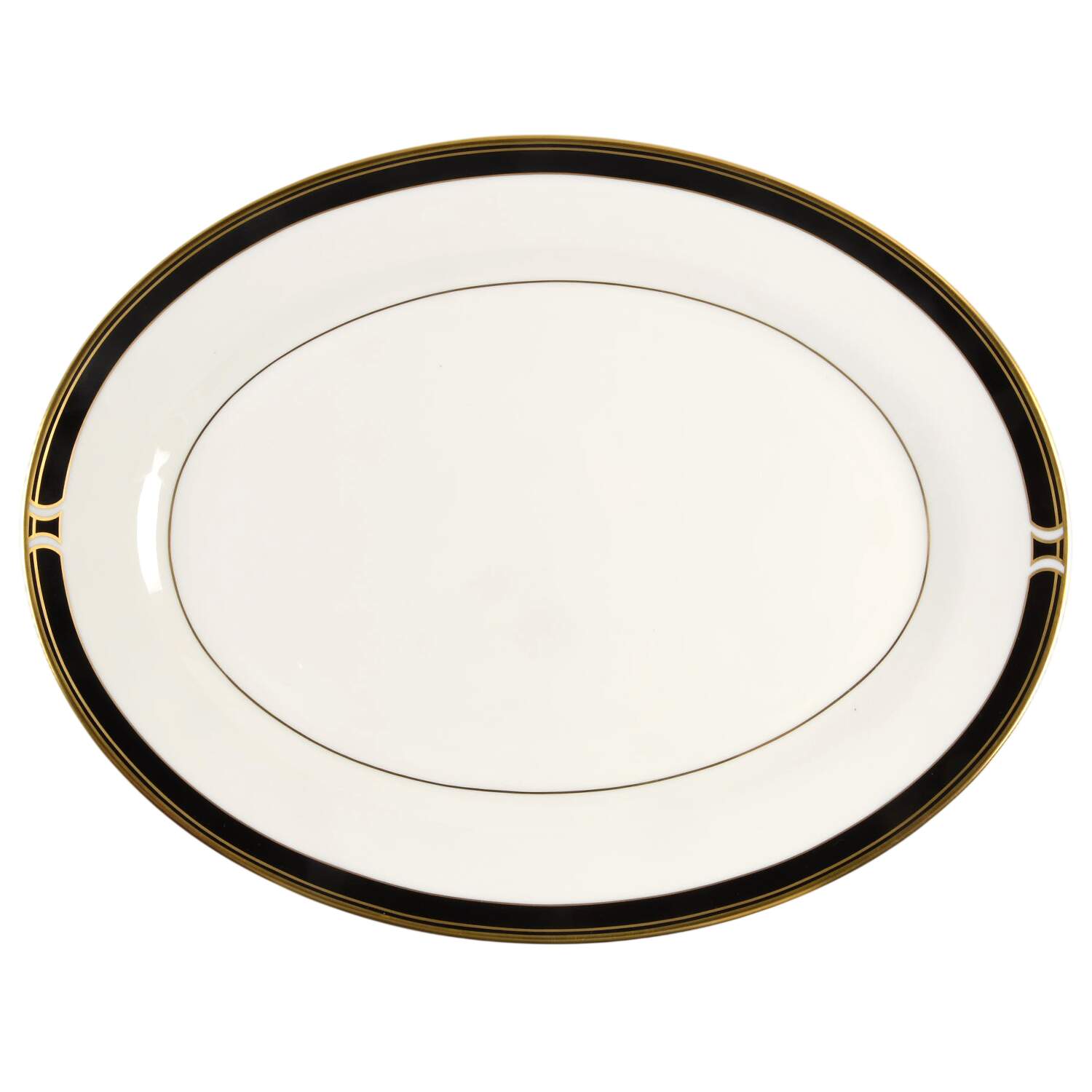 Black Satin 14" Oval Serving Platter by Pickard-1